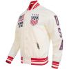 Pro Standard Men’s Ussf Classic Chenille Satin Jacket(Eggshell/ Red)