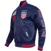 Pro Standard Men’s Ussf Classic Chenille Satin Jacket(Midnight Navy/Red/Midnight Navy)