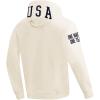 Pro Standard Men’s Ussf USWNT Soccer Classic Chenille Standard Double Knit Pullover Hoodie(Eggshell)