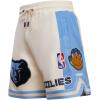 Pro Standard NBA Mens Mens NBA Retro Classics Cotton Double Knit Athletic Short(Eggshell/ University Blue)