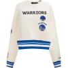 Pro Standard NBA womens Womens Nba Retro Classics Brushed Back French Terry Crewneck Sweatshirt(Eggshell/Royal Blue)