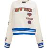Pro Standard NBA womens Womens Nba Retro Classics Brushed Back French Terry Crewneck Sweatshirt(Eggshell/Royal Blue)