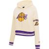 Pro Standard NBA womens Womens Nba Retro Classics Brushed Back French Terry Cropped Pullover Hoodie(Eggshell/ Purple)