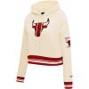 Pro Standard NBA womens Womens Nba Retro Classics Brushed Back French Terry Cropped Pullover Hoodie(Eggshell/ Red)
