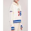 Pro Standard NBA womens Womens Nba Retro Classics Brushed Back French Terry Cropped Pullover Hoodie(Eggshell/Royal Blue)