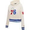 Pro Standard NBA womens Womens Nba Retro Classics Brushed Back French Terry Cropped Pullover Hoodie(Eggshell/Royal Blue)