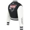 Pro Standard NCAA womens Womens College Classic Essentials Wool Varsity Jacket(Black/White)