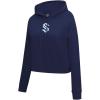 Pro Standard NHL womens Womens Nhl Classic Chenille Brushed Back French Terry Cropped Pullover Hoodie(Midnight Navy)