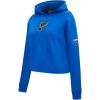 Pro Standard NHL womens Womens Nhl Classic Chenille Brushed Back French Terry Cropped Pullover Hoodie(Royal Blue)
