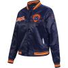 Pro Standard Womens College Classic Essentials Satin Jacket(Midnight Navy/Orange/Midnight Navy)