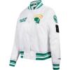 Pro Standard Womens College Classic Essentials Satin Jacket(White/Green)