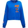 Pro Standard Womens NBA Old English Brushed Back French Terry Crewneck Sweatshirt(Royal Blue)