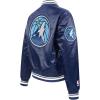 Pro Standard Womens NBA Retro Classics Satin Jacket(Midnight Navy)