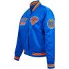 Pro Standard Womens NBA Retro Classics Satin Jacket(Royal/Orange/Royal)