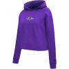 Pro Standard Womens NFL Classic Chenille Brushed Back French Terry Cropped Pullover Hoodie(Purple)