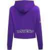 Pro Standard Womens NFL Classic Chenille Brushed Back French Terry Cropped Pullover Hoodie(Purple)