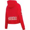 Pro Standard Womens NFL Classic Chenille Brushed Back French Terry Cropped Pullover Hoodie(Red)