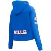 Pro Standard Womens NFL Classic Chenille Brushed Back French Terry Cropped Pullover Hoodie(Royal Blue)