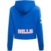 Pro Standard Womens NFL Classic Chenille Brushed Back French Terry Cropped Pullover Hoodie(Royal Blue)