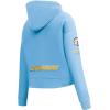 Pro Standard Womens NFL Classic Chenille Brushed Back French Terry Cropped Pullover Hoodie(University Blue)