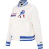 Pro Standard Womens NFL New England Patriots Retro Classics Satin Jacket Eggshell/Royal Blue L