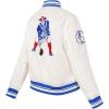 Pro Standard Womens NFL New England Patriots Retro Classics Satin Jacket Eggshell/Royal Blue L
