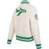 Pro Standard Womens NFL New York Jets Retro Classics Satin Jacket Eggshell/Kelly Green M