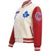 Pro Standard Womens NHL Retro Classics Varsity Jacket(Eggshell/ Red)