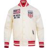 Pro Standard MENS USSF CLASSIC CHENILLE SATIN SATIN JACKET(Eggshell/ Red)