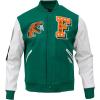 Pro Standard Mens College Classic Chenille Varsity Jacket(Kelly Green/ White)