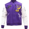 Pro Standard Mens College Classic Chenille Varsity Jacket(Purple/White)