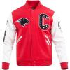 Pro Standard Mens College Classic Chenille Varsity Jacket(Red/White)