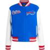 Pro Standard Womens NFL Script Tail Varsity Jacket(Royal Blue/Red)