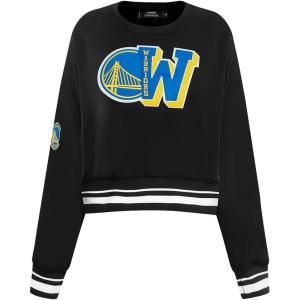 PRO STANDARD Womens NBA Mash Up Brushed Back French Terry Crewneck Sweatshirt(Black)