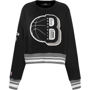 PRO STANDARD Womens NBA Mash Up Brushed Back French Terry Crewneck Sweatshirt(Black/Gray)