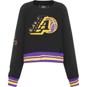 PRO STANDARD Womens NBA Mash Up Brushed Back French Terry Crewneck Sweatshirt(Black/Purple)
