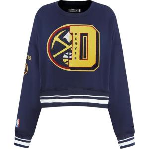 PRO STANDARD Womens NBA Mash Up Brushed Back French Terry Crewneck Sweatshirt(Midnight Navy)