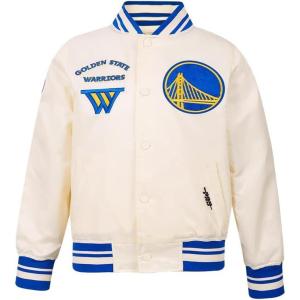 Pro Standard Big Kids NBA Retro Classics Satin Jacket(Eggshell/Royal Blue)