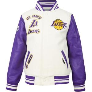 Pro Standard Big Kids NBA Retro Classics Varsity Jacket(Eggshell/ Purple)