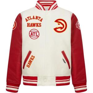 Pro Standard Big Kids NBA Retro Classics Varsity Jacket(Eggshell/ Red)