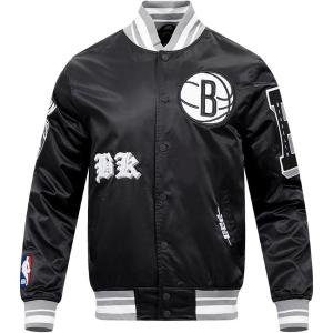 Pro Standard Mens NBA Old English Satin Jacket(Black/Gray)