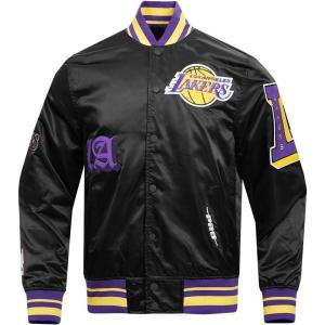 Pro Standard Mens NBA Old English Satin Jacket(Black/Purple)
