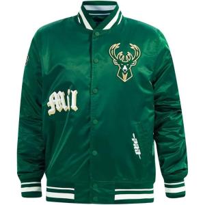 Pro Standard Mens NBA Old English Satin Jacket(Forest Green)