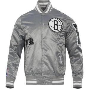 Pro Standard Mens NBA Old English Satin Jacket(Gray)