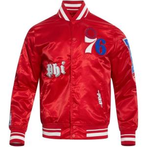 Pro Standard Mens NBA Old English Satin Jacket(Red)