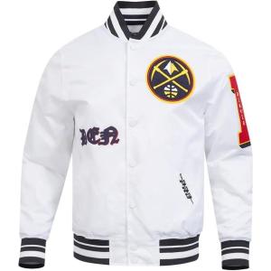Pro Standard Mens NBA Old English Satin Jacket(White/Black)