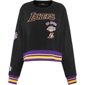 Pro Standard NBA womens Womens Nba Retro Classics Brushed Back French Terry Crewneck Sweatshirt(Black/Purple/Yellow)