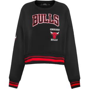 Pro Standard NBA womens Womens Nba Retro Classics Brushed Back French Terry Crewneck Sweatshirt(Black/Red)