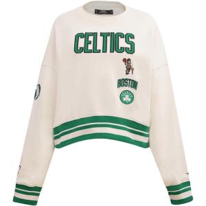 Pro Standard NBA womens Womens Nba Retro Classics Brushed Back French Terry Crewneck Sweatshirt(Eggshell/ Kelly Green)