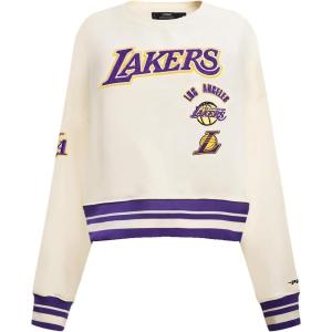 Pro Standard NBA womens Womens Nba Retro Classics Brushed Back French Terry Crewneck Sweatshirt(Eggshell/ Purple)